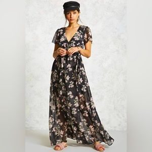 Floral Maxi Wrap Dress 🖤🌸🖤
